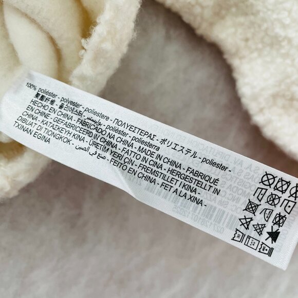 Zara Womens Cream Teddy Fleece Cropped Crew Neck Soft Cozy Sweater Size Small - Picture 5 of 9